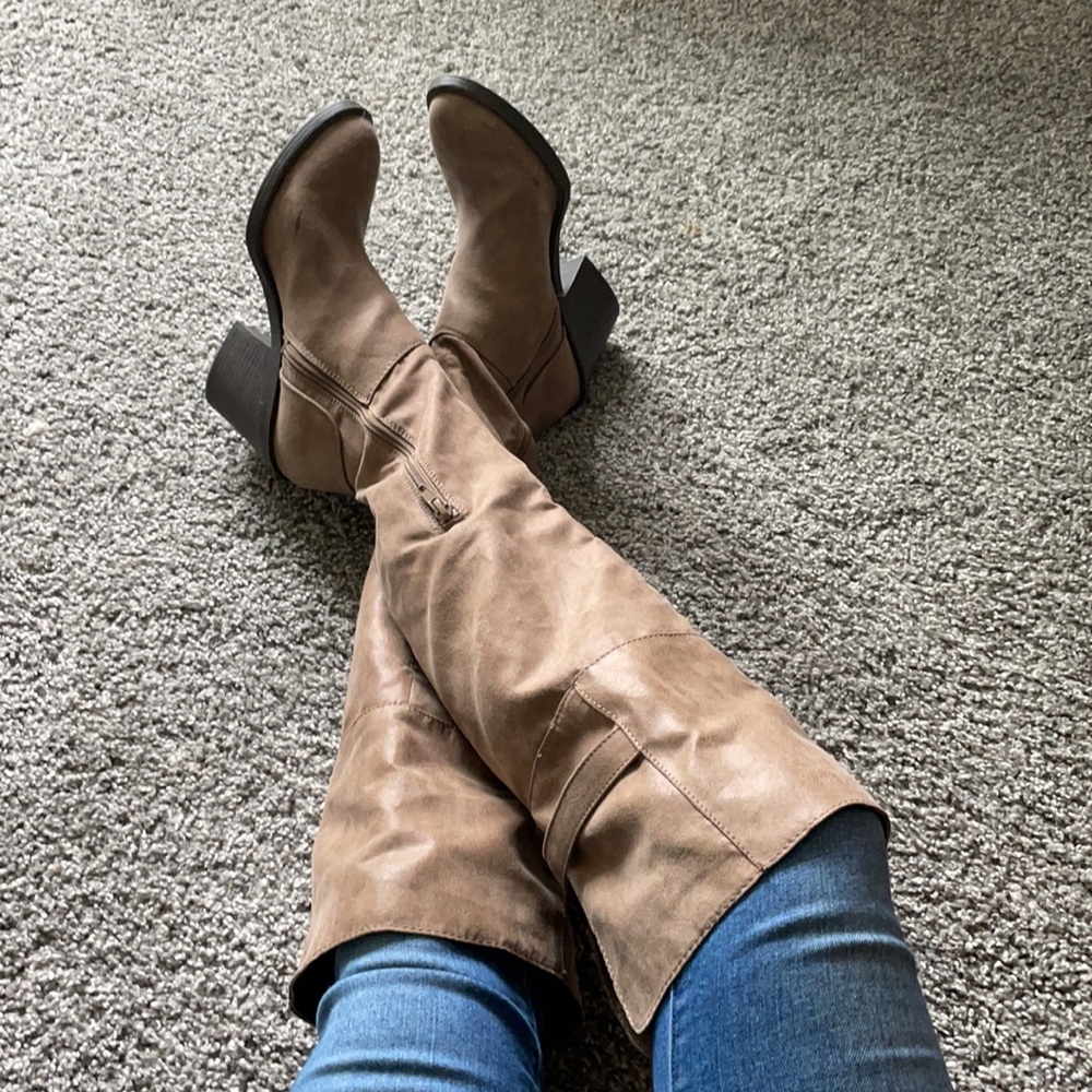 Tan over the knee boot